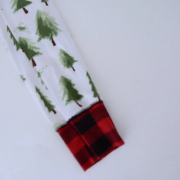 Lazy One White Green Red Pine Trees  w/ Back Flap Onezie Size Medium - Picture 14 of 16